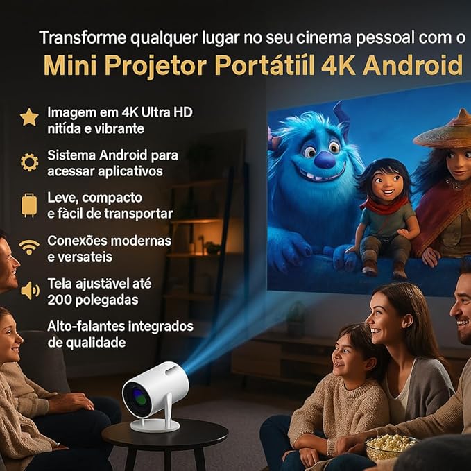 Mini proyector portátil 5G Wi-Fi 6 Bluetooth 5.0 Android 11 4K